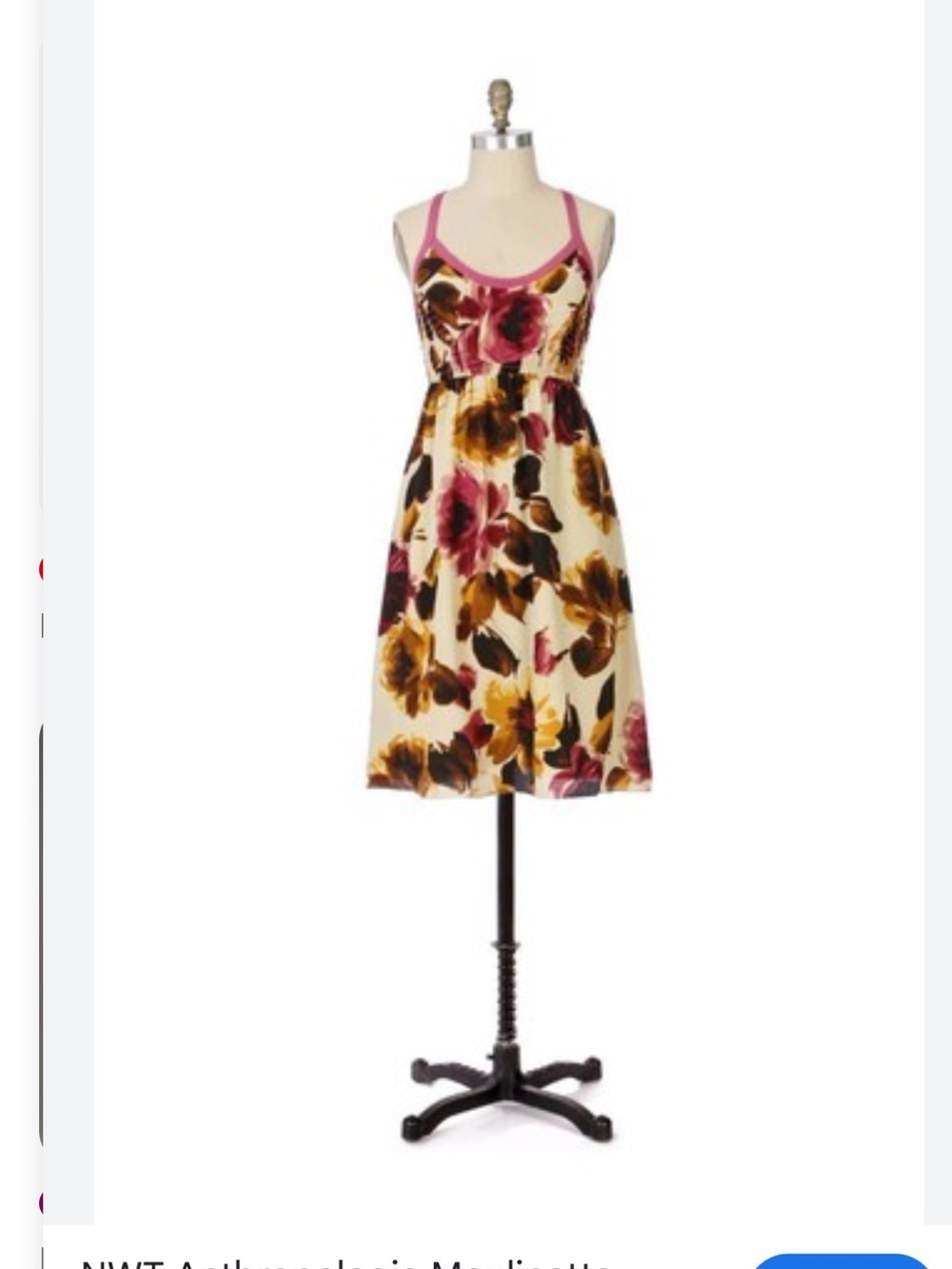 Moulinete Seours 0  Floral Sundress with Pink Trim